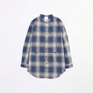 新潟 compass  VICTIM　NO COLLAR CHECK SHIRT 下鳥直之