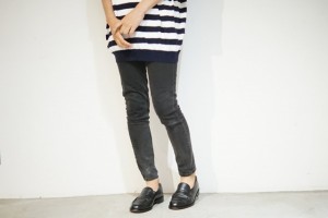 VICTIM 7 SLEEVE LOOSE BORDER KNIT ボーダー ニット SHOP COMPASS コンパス 新潟 古町 南浜通りスタイリング スナップ  スリム パンツ